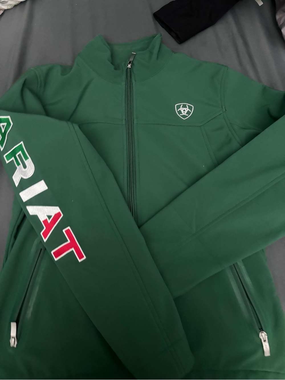 Ariat Dark Green Full-Zip Performance Jacket with Logo Sleeve